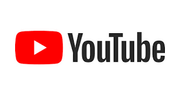 YouTube logo featuring a red play button and the word YouTube in bold black font on a white background.