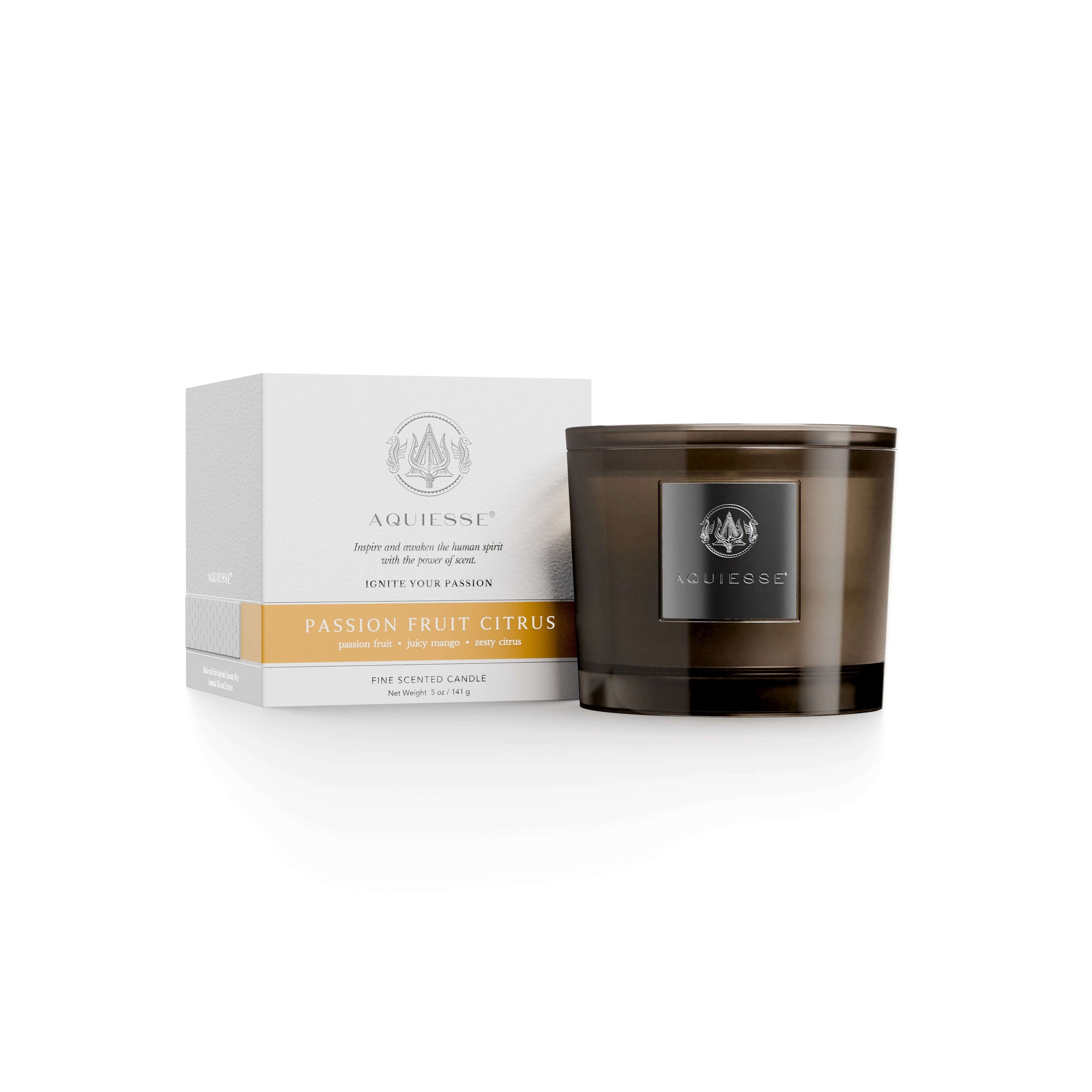 Passion Fruit Citrus Candle with tropical aroma, featuring the scent of passion fruit, mango, and zesty citrus.